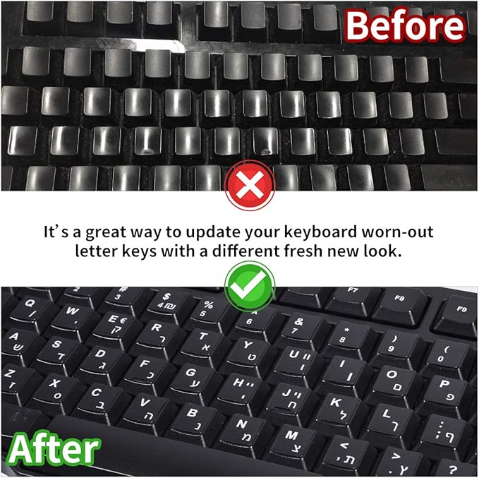 2PCS Arabic Keyboard Stickers, Arabic-English Keyboard Letters Replacement Stickers Black Background with White Font for Computer Laptop Notebook Desktop, Matte Keyboard Alphabet Stickers