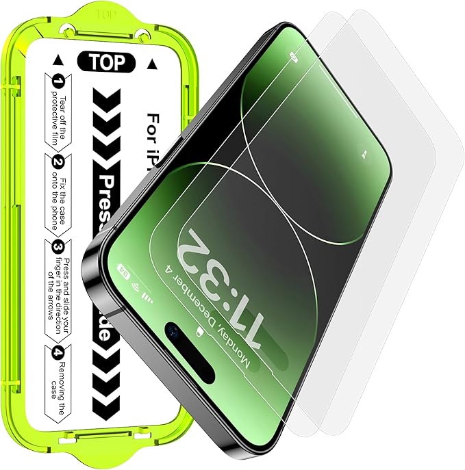 Esanik for iPhone 15 Pro Matte Glass Screen Protector [Auto-alignment] Anti-Glare & Anti-Fingerprint,Anti-Reflection,Bubble Free, Smooth as Silk