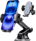 Miracase Phone Holders for Your Car, [Thick Case & Heavy Phone Friendly] Universal Cell Phone Car Mount, 3-in-1 Phone Mount for Car Dashboard Windshield Air Vent Fit for All Smartphones, Dark Black