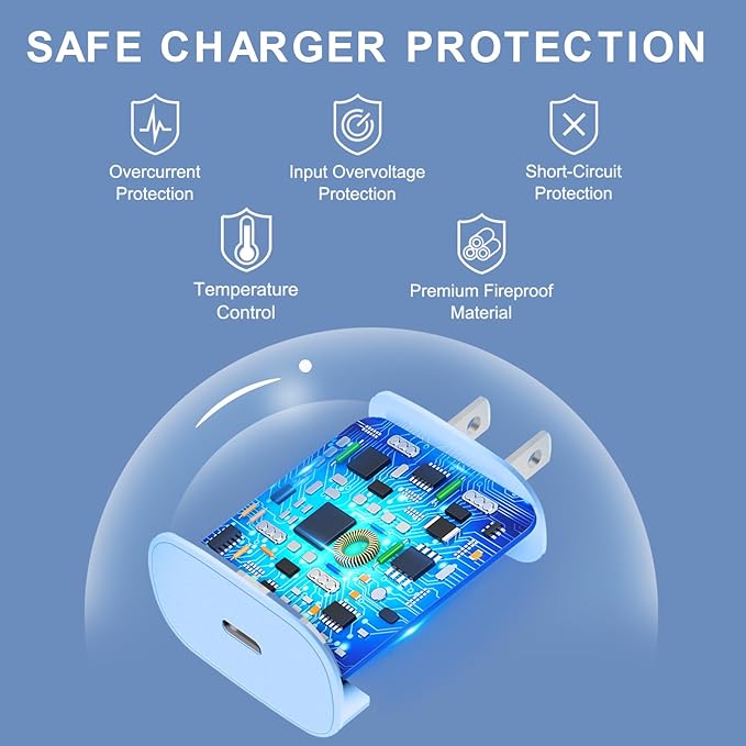USB C Phone 16 15 Charger Fast Charging,30W Phone 16 15 Pro Max Charger Block &6.6FT Long USB C to C Charging Cable Cord for Phone 16 15/16 15 Pro Max/16 15 Pro/15 Plus/Samsung Galaxy S24 Ultra,Blue