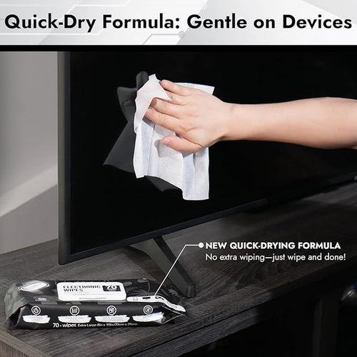 Air Jungles Electronic Wipes Screen Cleaner 70 Count, XL 8x10 Inch