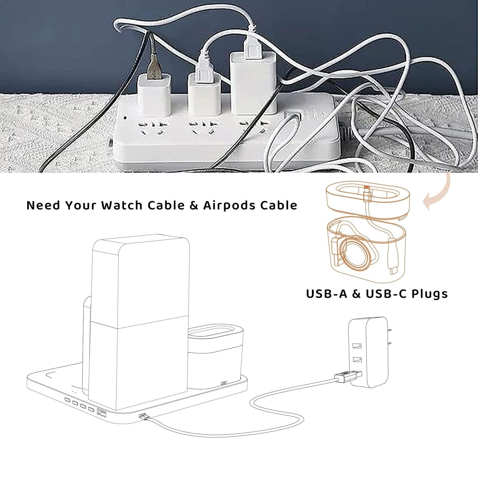 Wireless Charging Station, iPhone 3 in 1 Fast 15W Wireless Charger with Alarm Clock and Night Light, Charging Dock for iPhone 12/13/14/15/16/17 Pro/Pro Max, Samsung, AirPods