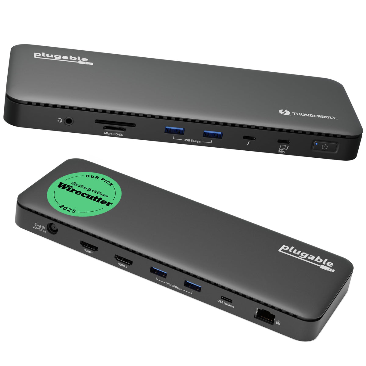 Plugable Thunderbolt 4 Dock, 100W Charging (96W Certified), Dual HDMI Docking Station for Windows and Mac, Single 8K or Dual 4K 60Hz, 40Gbps, 13 Ports with Ethernet, SD/microSD (TBT4-UD5)