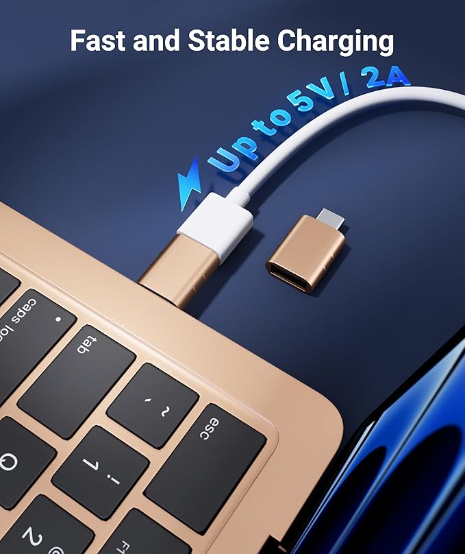 Syntech USB C to USB Adapter [2 Pack] USB C Male to USB3 Female Adapter Compatible with iPhone 16 Pro Max iMac iPad mini/Pro 2021 MacBook Pro Air 2023 and Other Type C Devices, Gold