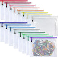 Oaimyy-16 PCS-8 x 10 inches-Mesh Zipper Pouch, Plastic Zip File Folders Puzzle Bags for Organizing,for Office Supplies,Travel,Home Storage-Multicolor