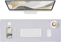 ALOANES Silvery Waterproof Desk Mat, Large Mouse Pad with Extended Mouse Mat, with Anti Slip Base, Stitched Edge, Grain Jacquard Surface, Perfect for Gamer, Office & Home, 3XL(15.74''x35.43''x0.12'')