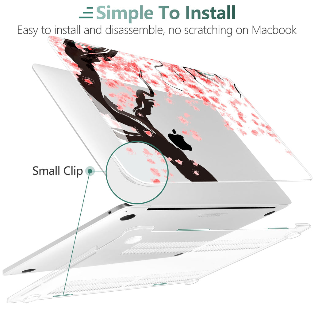 TWOLSKOO Compatible with MacBook Pro 13 inch Case 2023-2016 A2338 M2/M1 A2251 A2289 A2159 A1989 A1706, Plastic Hard Shell Cover & Keyboard Skin & Screen Protector, Cherry Blossoms