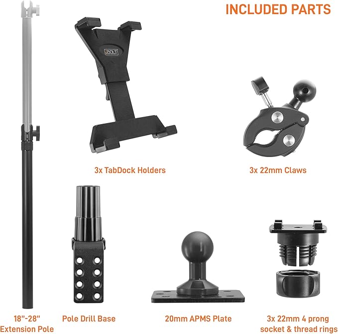 iBOLT TabDock Point of Purchase Wall Mount - with 3 Tablet Holders Perfect for Multiple delivery Applications (DoorDash, Uber eats, Postmates, etc.) Fits 7 to 10 inch Tablets