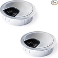 MAHDPRO Metal Desk Grommet 2 Inch (50 mm) Pack of 2-Silver (Pearl Chrome) Zinc Alloy Metallic Desk Cord Hole Cover to Arrange Cables & Wires Through Computer Table