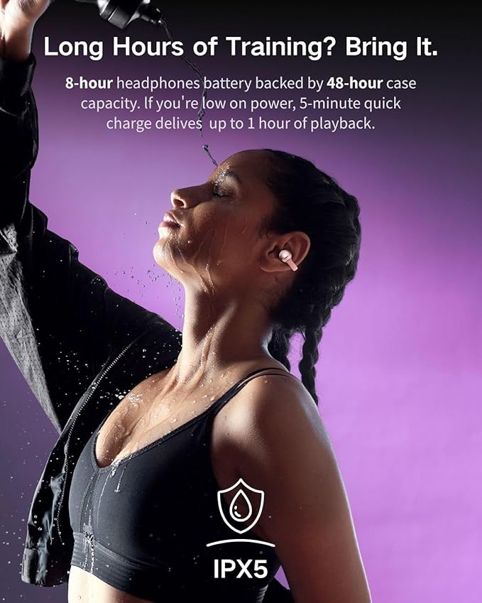 A50 Clip on Earbuds, Bluetooth 6.0 Wireless Open Ear Headphones w/5.3g Weightless Comfort,48H Playtime,3D Soundstage,Clear Call Mics,IPX5,Multipoint Connection,Fit for Workout Running Black