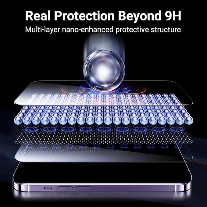 UltraGlass Unbreak Top 9H+ Glass for iPhone 14 Pro Max Screen Protector [12FT Military Grade Shatterproof & Longest Durable] Screen Protector 14 Pro Max Tempered Glass, Anti-fingerprint, 2 Packs