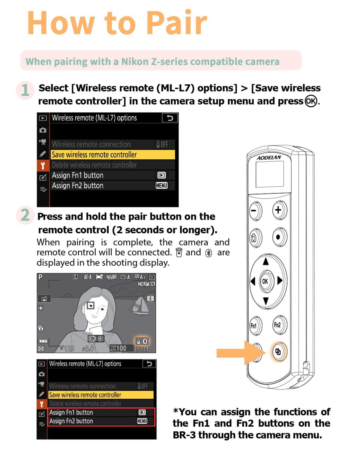Aodelan for Nikon Wireless Rechargeable Camera Remote Control