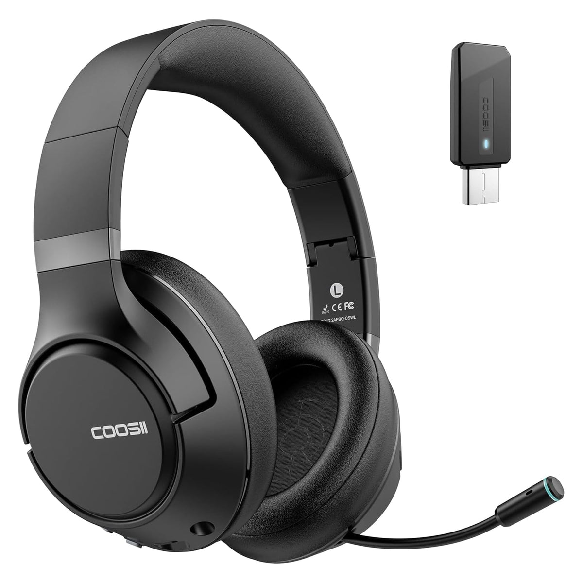 H300 Wireless Headphones with Microphone,Over Ear Bluetooth Headsets, Black