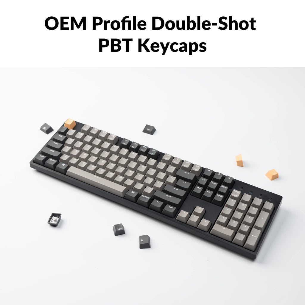 Keychron C2 Pro Wired Custom Mechanical Keyboard Full Size Layout QMK/VIA Programmable Macro White Backlit with Tactile Brown Switch OEM Profile Double-Shot PBT Keycaps for Mac Windows Linux