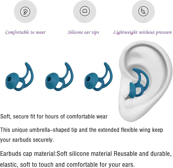 Earbud Pads Replacement Silicone Ear Bud Tips Eartips Compatible with Bose Quietcomfort and Sport Headphone Rubber Tips Earbud Covers Small 3 Pairs