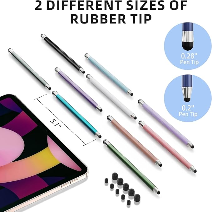 Stylus Pen for Touchscreen 10Pcs, 2-in-1 High Sensitivity & Precision Stylists pens, Stylus Pen for iPad/iPhone/Samsung/Android Tablets and Universal Capacitive Touch Screen (Blue)