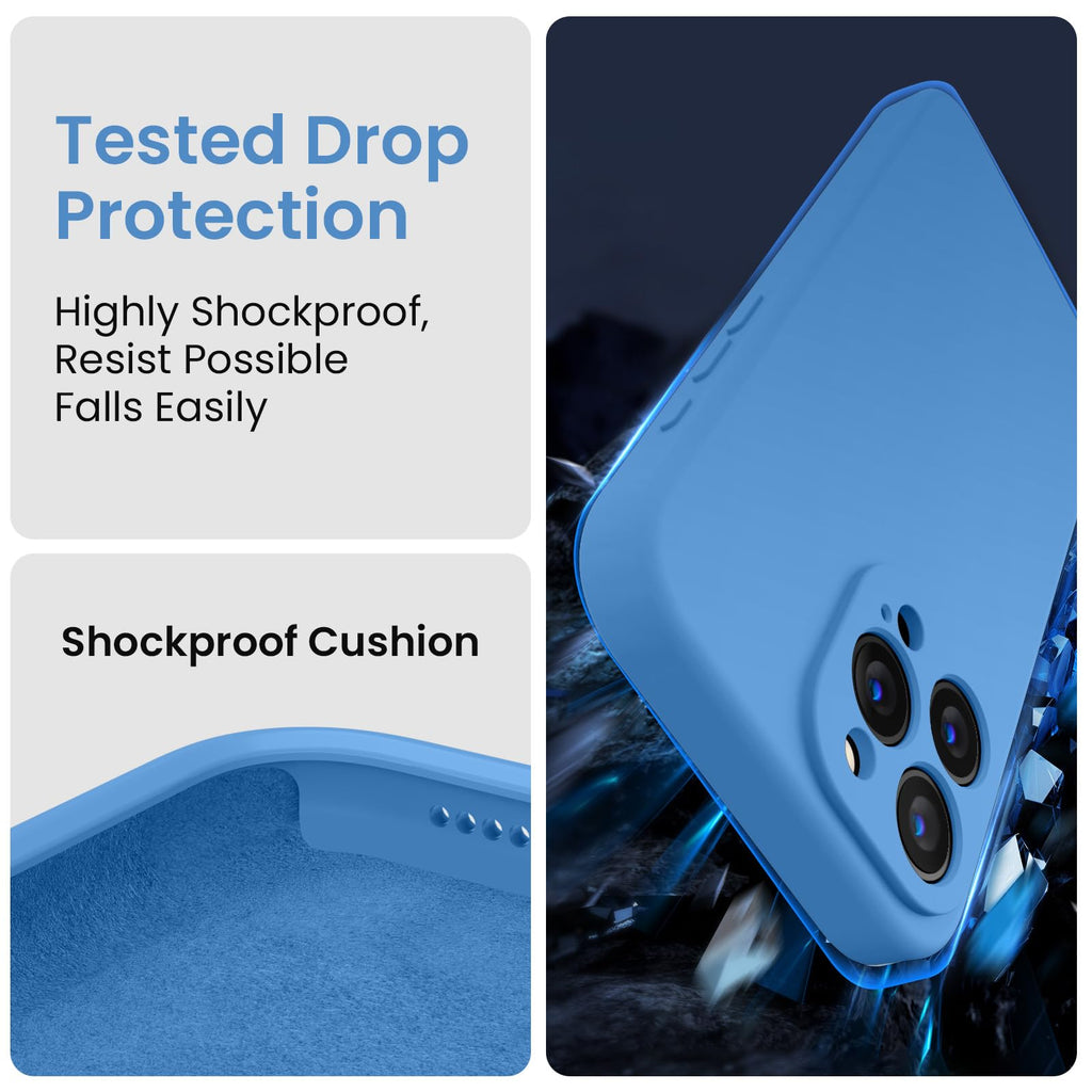FireNova Designed for iPhone 15 Pro Max Case, Silicone Upgraded [Camera Protection] Phone Case, Soft Anti-Scratch Microfiber Lining Inside, 6.7 inch, Blue
