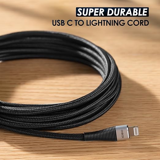 USB C iPhone Charger 10FT 2Pack, [Apple MFi Certified] Long USB C to Lightning Cable Braided Type C Fast Charging Cord for iPhone 14 13 12 11 8 7 6 6s XR/XS/SE/X, iPad - Black
