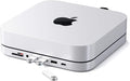Satechi USB C Hub, Type-C Aluminum Stand & Hub, USB-C Data Port, Micro/SD Card Readers, USB 3.0 & Headphone Jack Port, for Mac mini M2/M1 (Not Compatible with M4) - Silver