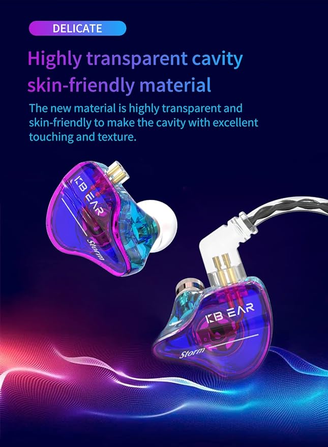 YINYOO KBEAR Storm Earphones in Ear Monitor for Singers Drummers Musicians Bassists, Hi Res Wired Earbuds in Ear Headphones Custom IEM, Detachable OFC Silver-Plated Cable Auriculares