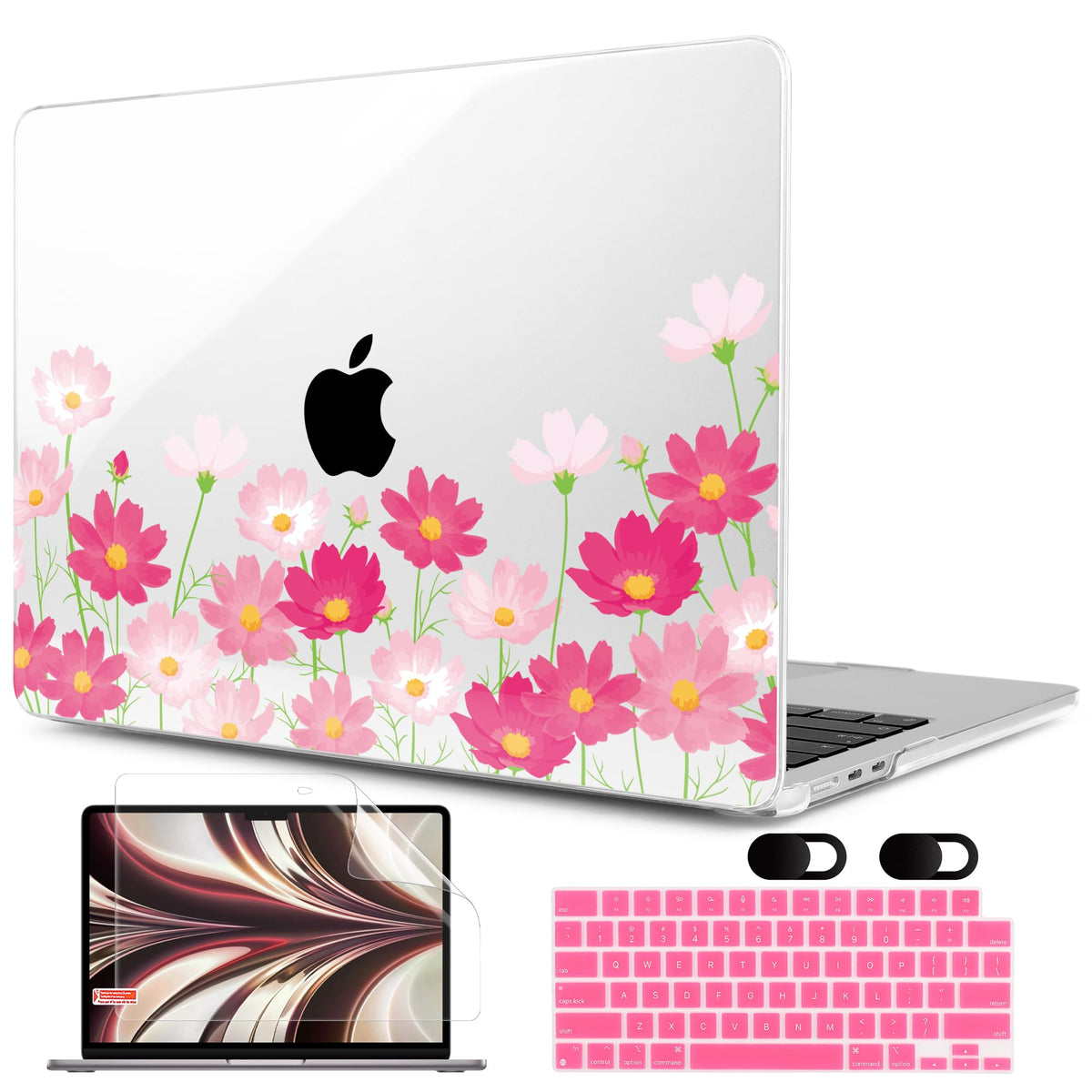 MEEgoodo Case for M5/M4/M3/M2 MacBook Air 13 inch 2026 2025 2024 2022, Fit Model A3449/A3240/A3113/A2681, Case Compatible with MacBook Air 13.6-inch, Gold Flowers Lilies