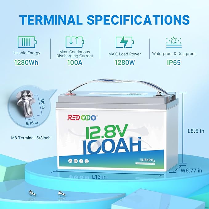 Redodo 3 Pack 12V 100Ah Lithium LiFePO4 Battery, Group 31 Battery Built in 100A BMS, Up to 15000 Cycles, 10 Years Lifetime, Perfect for RV, Off Grid, Solar, Marine, Trolling Motor