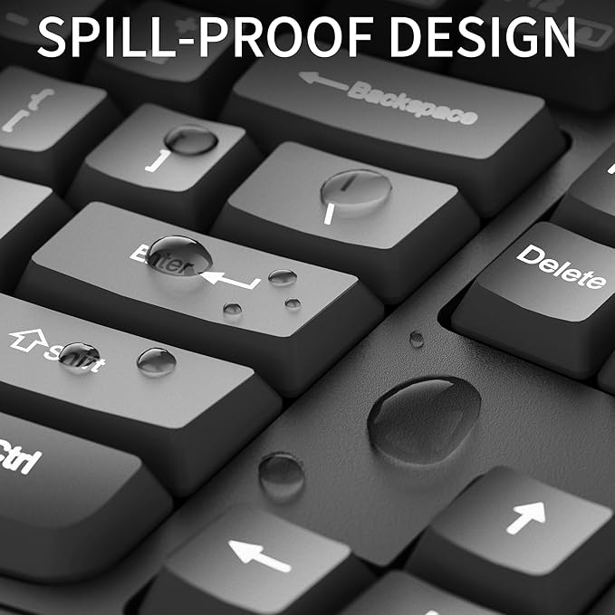 Ergonomic Keyboard, Wired Computer USB Keyboard with Wrist Rest, Spill-Resistant, Wave Keys for Natural Typing, Compatible with Windows/PC/Laptop(Black)