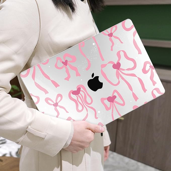 MEEgoodo Case for MacBook Air M4/M3/M2 13.6 inch 2025 2024 2022, Fit Model A3240 A3113 A2681, Compatible with MacBook Air 13 inch, Laptop Hard Shell Case with Keyboard Cover, Coquette Ribbon Bow