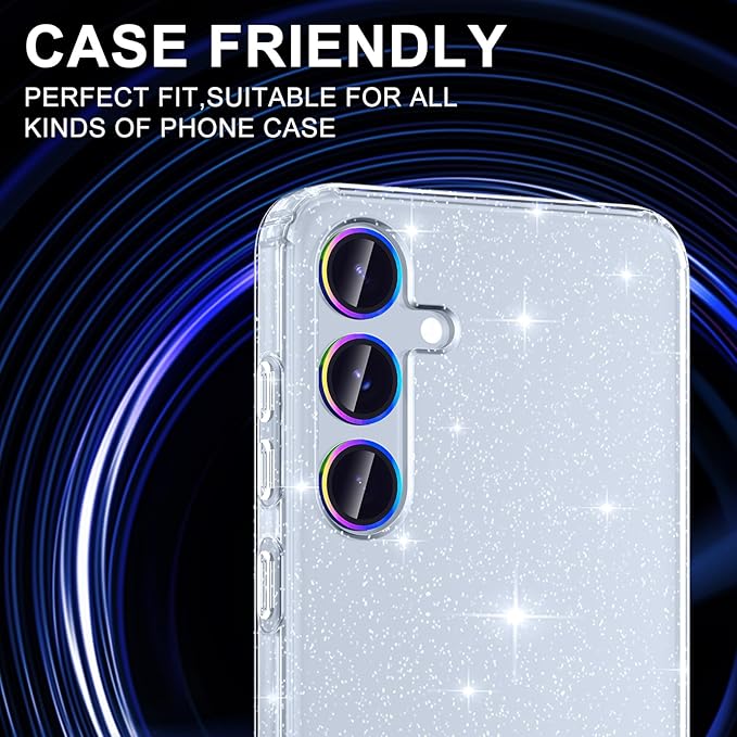 for Samsung Galaxy S25 Plus Camera Lens Protector, Individual Metal Ring Tempered Glass Lens Cover, [Strong Adsorption] Scratch Resistant Ultra-Thin HD Clear Lens Cover, 1 Set-Colorful