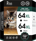 64XL Black Ink Cartridges Black Compatible for HP 64 XL High Yield Replacement for HP Printers 7858 7855 7120 7155 7158 7164 6255 6252 6232 Envy Inspire 7955e Tango X Printers