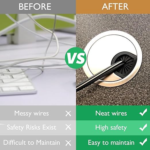 1 Pcs Desk Grommet 2" / 50 mm, Desk Cord Hole Cover, Cable Grommet Metal Zinc Alloy Materilal, Desk Hole Grommet for Home & Office Pc, Detachable Cable Cord Organizer-Brushed Silver