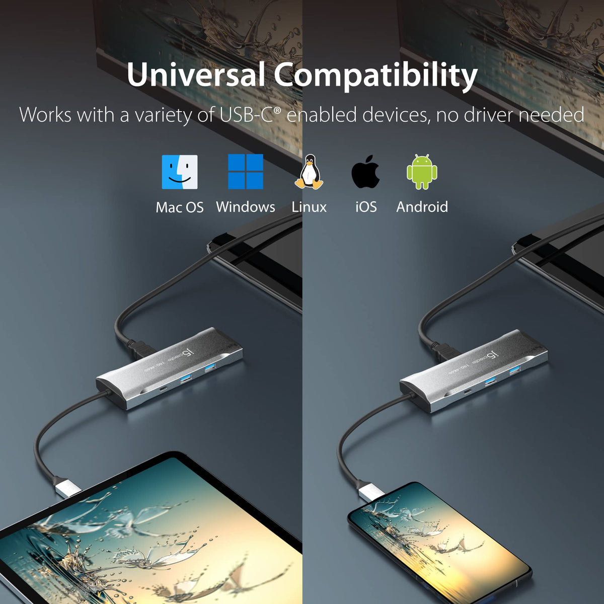 j5create Laptop Docking Station, 9-in-1, 4K60Hz HDMI, USB-C 10Gbps