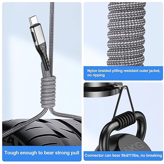 Durcord USB C to USB C Cable, 2Pack 100W 6ft USB C Charger Cable Fast Charging for Android/Phone/Pad, Type C to Type C Charger Braided USB Cable Compatible withi Phone 15 Pro Plus Max Silver