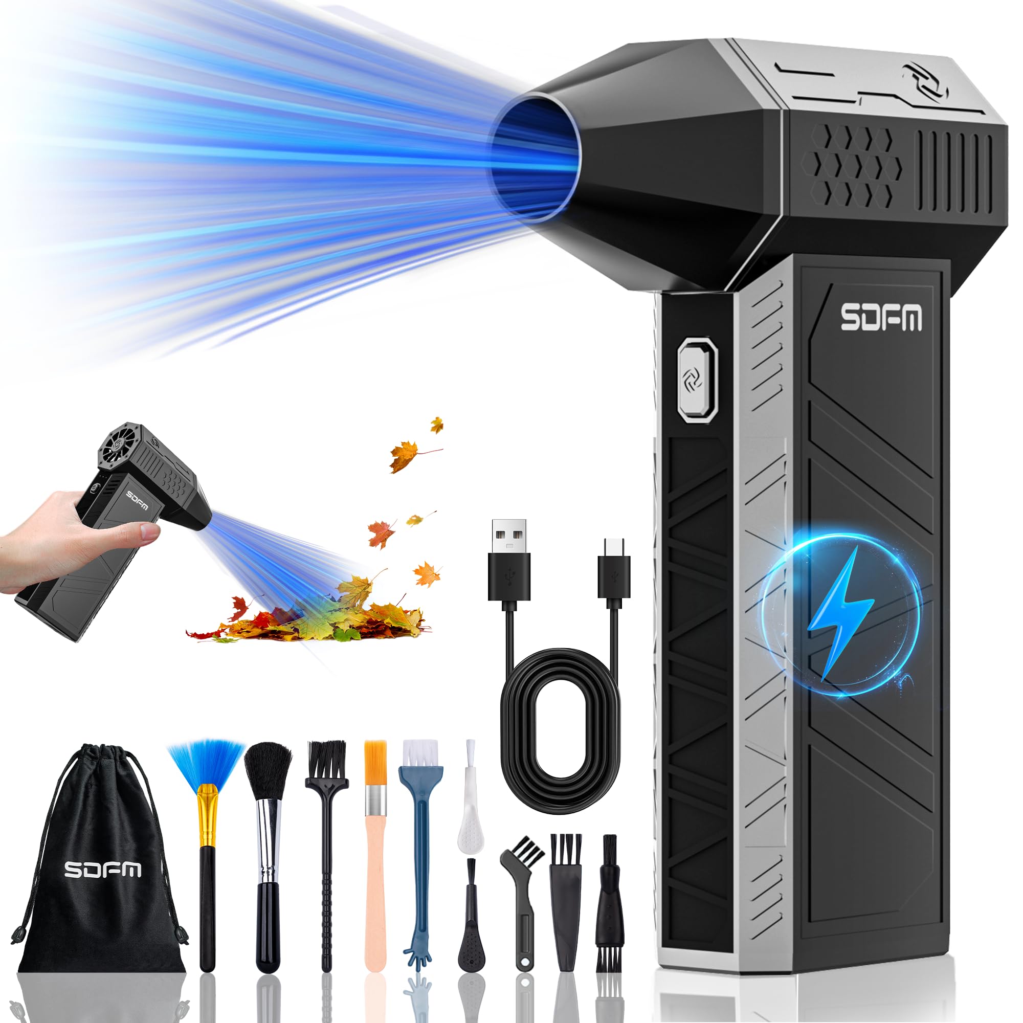 SDFM Compressed Air Duster - 3-Gear Adjustable Rechargeable Air Duster