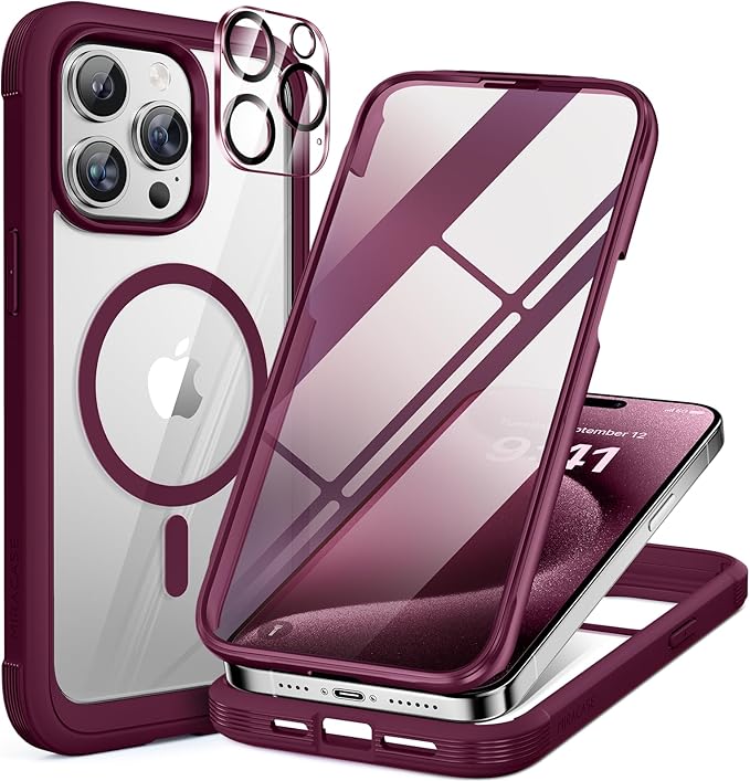 Miracase for iPhone 16 Case 6.1'', [Bubble Free] Full-Body Bumper Phone case with Built-in Full Glass Screen &Camera Control,No Gap,Compatible with MagSafe,Drop Proof 16 Cover