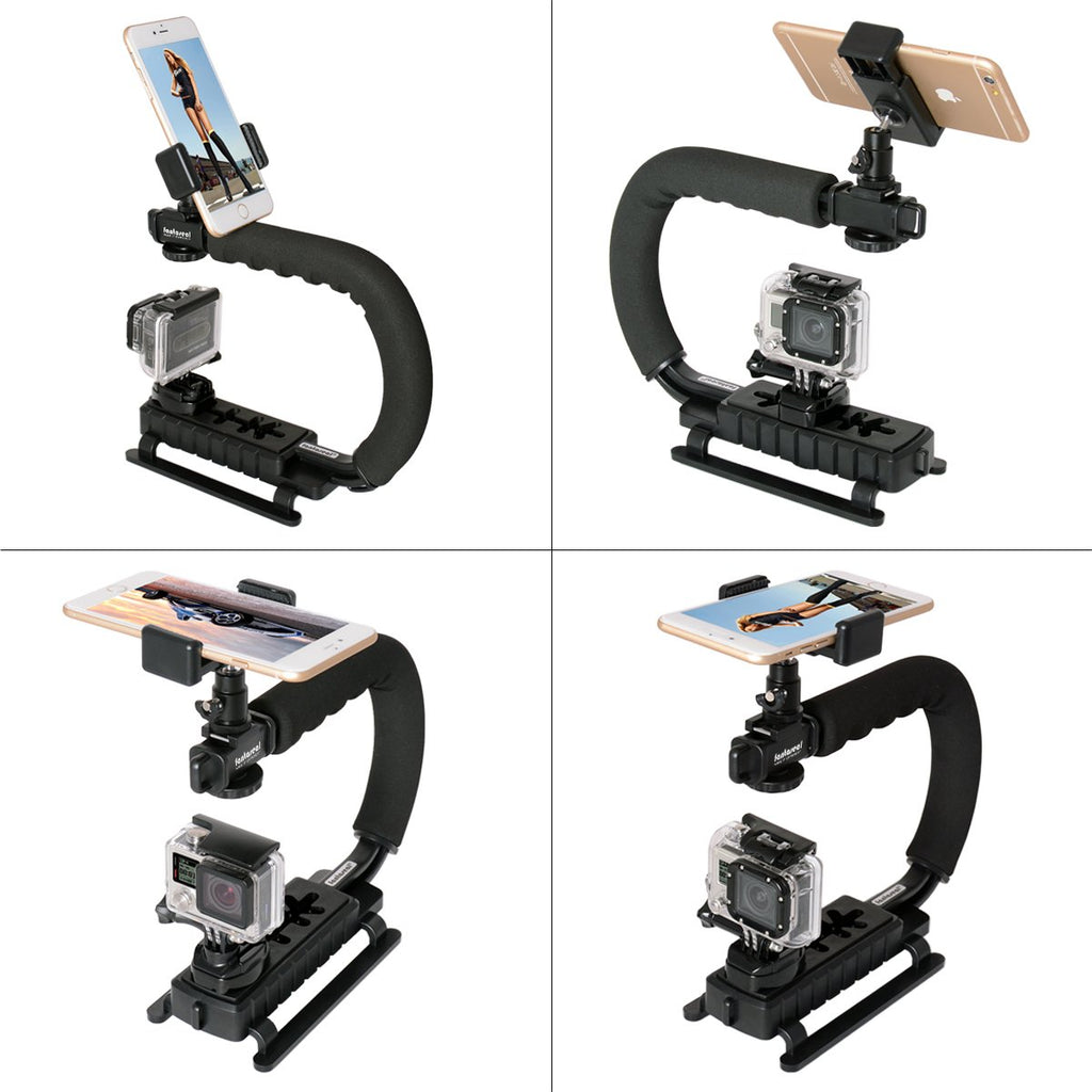 Fantaseal 4in1 DSLR/Mirrorless/Action Camera +Camcorder +Smartphone Stabilizer Holder We-Media YouTube Vlog Low Position Video Rig Mount Fit for GoPro Sony DJI OSMO Action Nikon Canon iPhone Samsung
