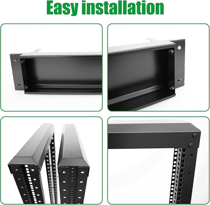GlobalRack 15U Open Frame Rack on Wheels,Depth 15.75" Mobile IT Cabinet