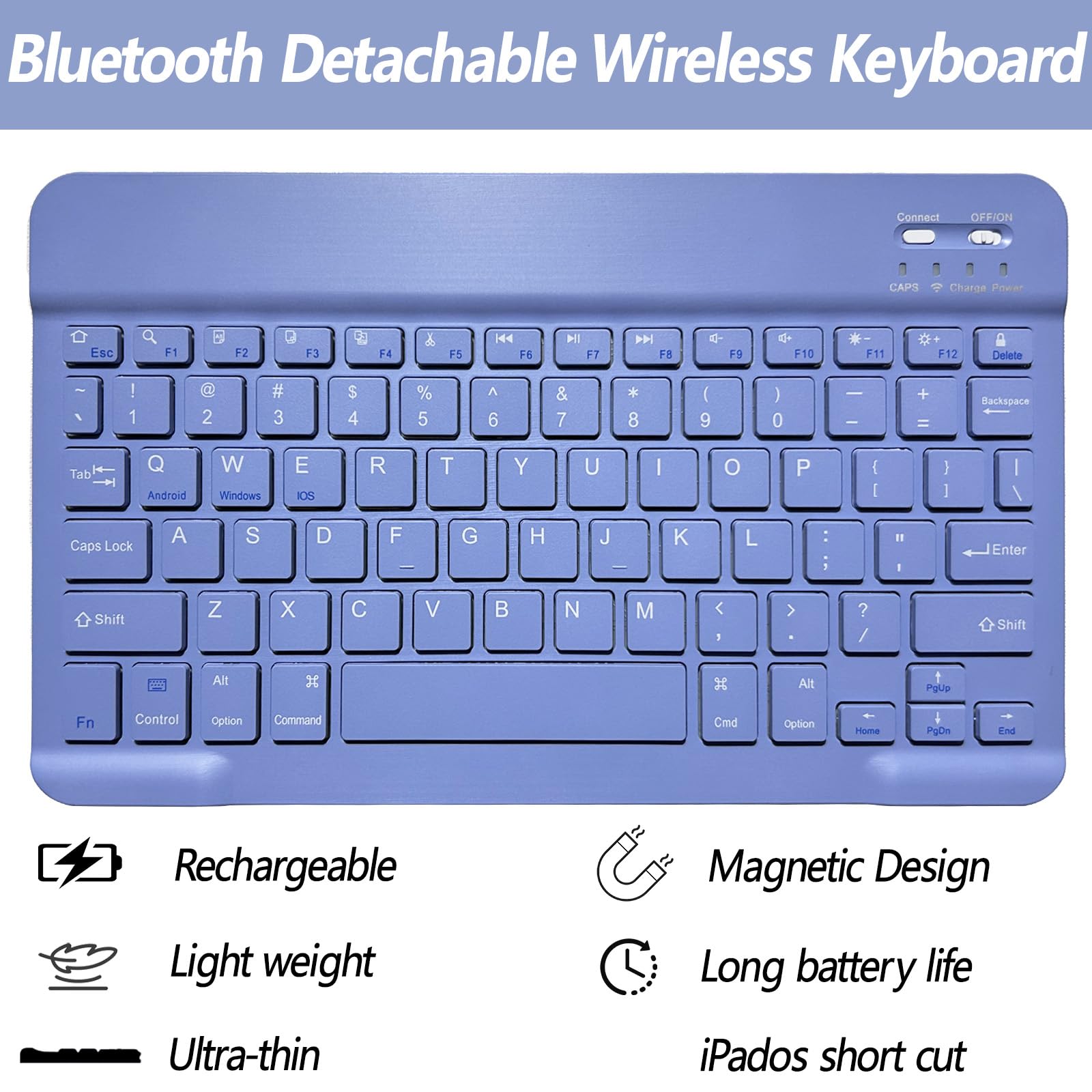 BSBLESS Keyboard Case for iPad 11th 10th Generation - iPad 10th Generation Case with Detachable Wireless Keyboard - Smart Folio Cover with Pencil Holder for 11-inch A16 2025 10.9-inch 2022, Purple