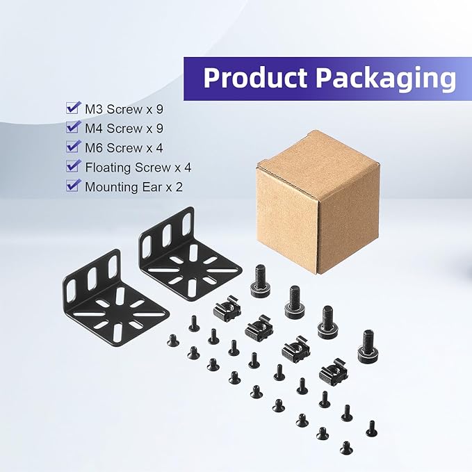 Rack Mount Kit for 17.3 inch Switches, Adjustable Rack Ears for Buffalo Tech, Cisco, NETGEAR,Dell, D-Link, Linksys and TRENDnet Products, Adjustable Hole Distance 13-35mm