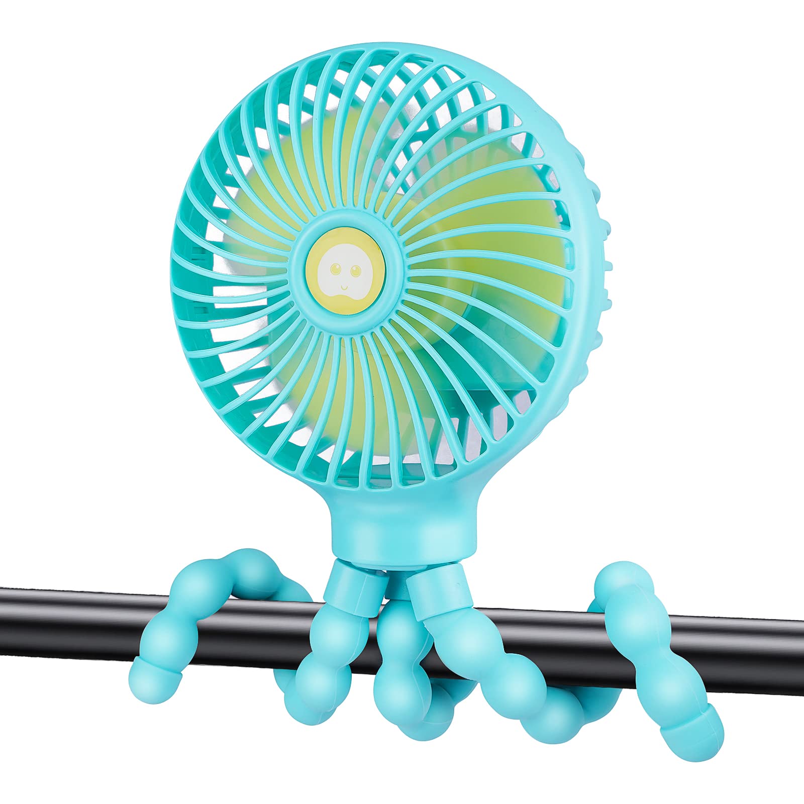 Portable Stroller Fan Personal rechargeable USB Fans With 5200mAh 3 Speeds Battery Small Baby Car Seat Mini Handheld Clip On Fan for Pram Crib Bike Treadmill Outdoor Camping Travel and Student Desk