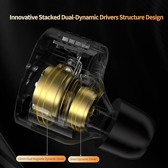 KZ Castor in-Ear Monitor Dual-Dynamic Drivers Headphones with 4 Tuning Switches HiFi Noise Cancelling Earphones, Clarity Stereo Sound Earbuds for Audio Engineers, Musicians(Silver, with Mic)