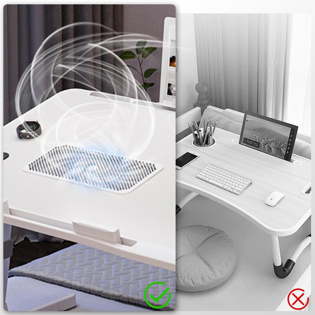 iXTRA Adjustable Laptop Lap Desk with Cooling Fan USB Light for Adults 56x32cm,White