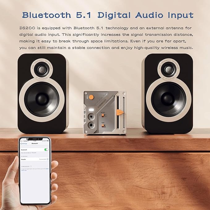 SMSL DS200 Headphone Amp DAC Bluetooth 5.1 Dual CS43131 Chip DAC Amp 3.5mm/4.4mm Balanced HP MQA/MQA-CD Full Decoder XMOS XU-316 32bit/768kHz DSD256 USB/Optical/Coaxial Input for PC Home Audio DAC