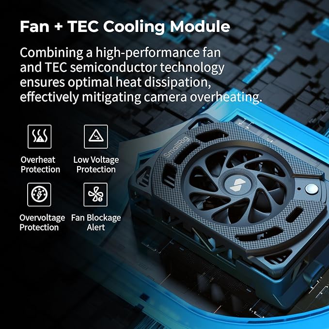 SMALLRIG R50 V / R6 II/ R5C / R50 / PowerShot V1 Camera External Cooling System with Dual-Speed Modes, Snap-On Cooling Fan with TEC Cooling Module for Sony ZV-E1/ A7 IV/ A6700/ FX3-5063