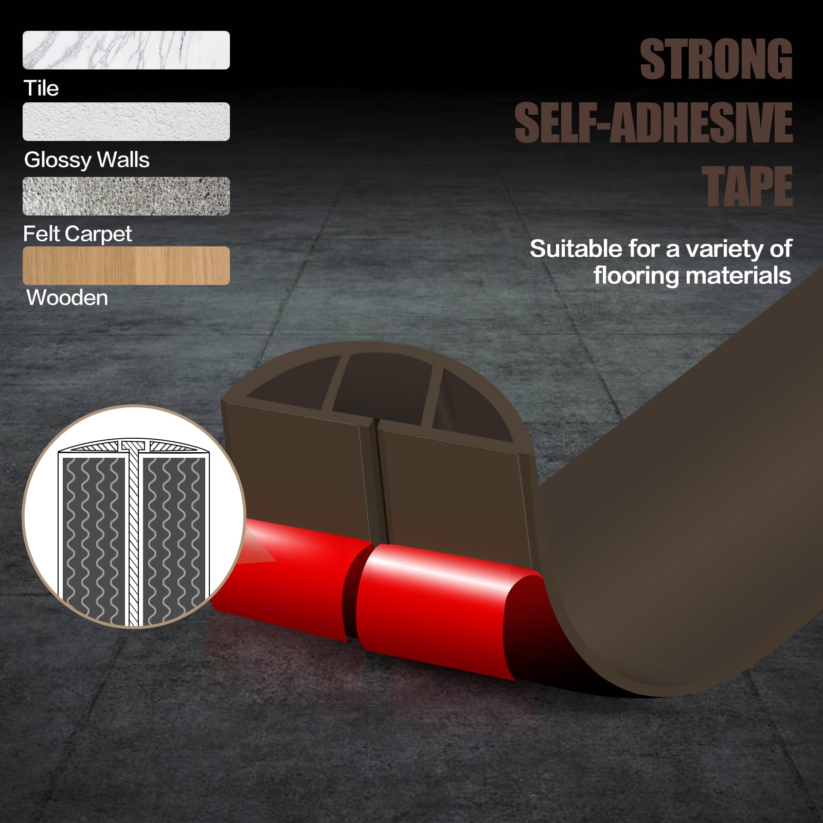 Floor Cord Cover Cable Cavity Self Adhesive Cord Hider Floor 10FT Floor Cable Management Power Cord Protector Floor Electric Cord Covers for Offices, Gym, Exhibitions (CoffeeBrown, 1.18" x 10')