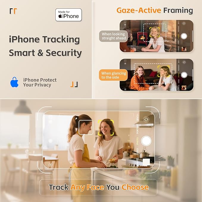 MOTA Gimbal Stabilizer Only for iPhone, [Apple MFi Certified] Phone Gimbal for Recording with Megnetic Holder for Desk, 360 Degree Auto Tracking Gimbal for Vlog, YouTube and Tiktok