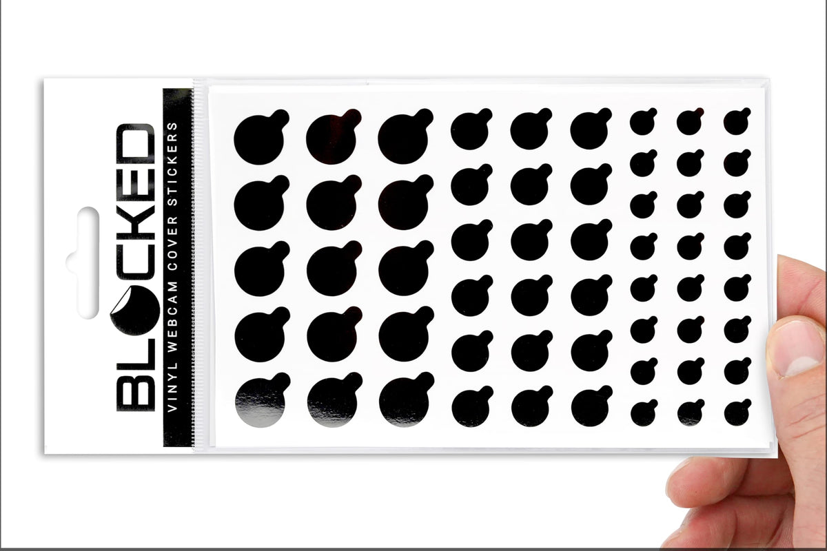 BLOCKED Original Vinyl Webcam Cover Stickers | Restickable & Stackable Privacy Covers | for All Camera-endable Devices | 3-Sizes | 57 White (Ultra Glossy)