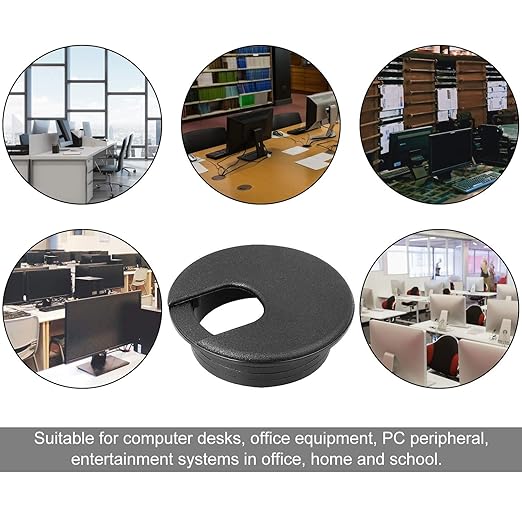 HNBun 20Pack 2 in Desk Grommets, Black Cable Hole Covers