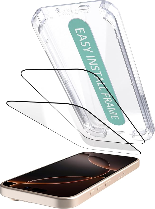 Smartish® iPhone 16 Pro Screen Protector - 2-Pack Tempered Glass Screen Protectors - Tuff Sheet - 9H Easy Install Frame [Scratch Resistant] Case-Friendly- Dynamic Island for Apple iPhone 16 Pro