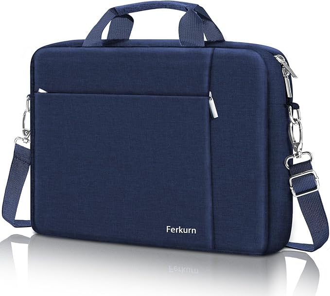 Ferkurn Laptop Bag Case for Women Men Computer Bag Compatible with HP Envy Pavilion Omen/LG Gram/MSI/Dell Inspiron XPS/Lenovo/Acer, Shoulder Strap Carrying Messenger Briefcase, Blue, 15.6 16 Inch